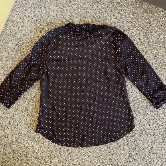 Charter Club White/DRK CHOCOL polka dots 3/4 sleeve top - Picture 2 of 7